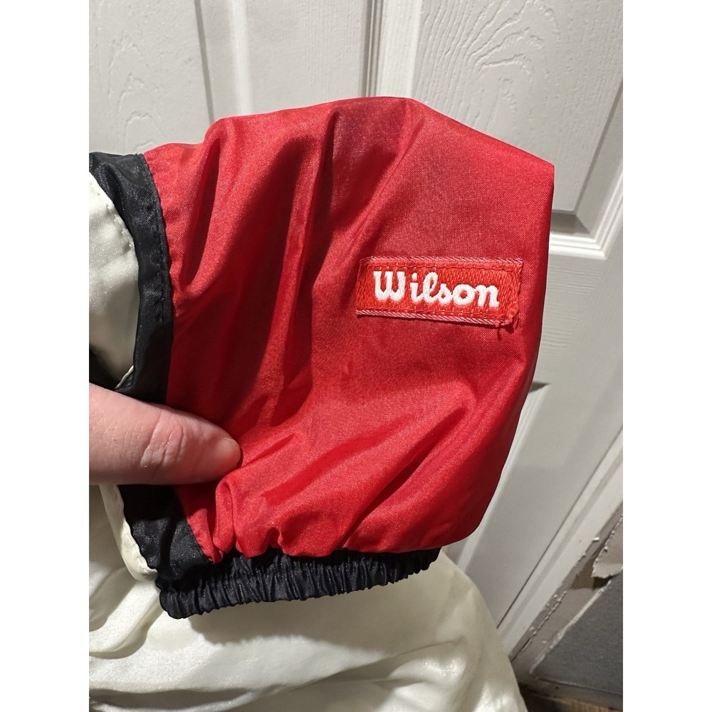 Vtg Wilson‎ Windbreaker Jacket 90s Spell Out Rec White Blue Size XL - Picture 8 of 9